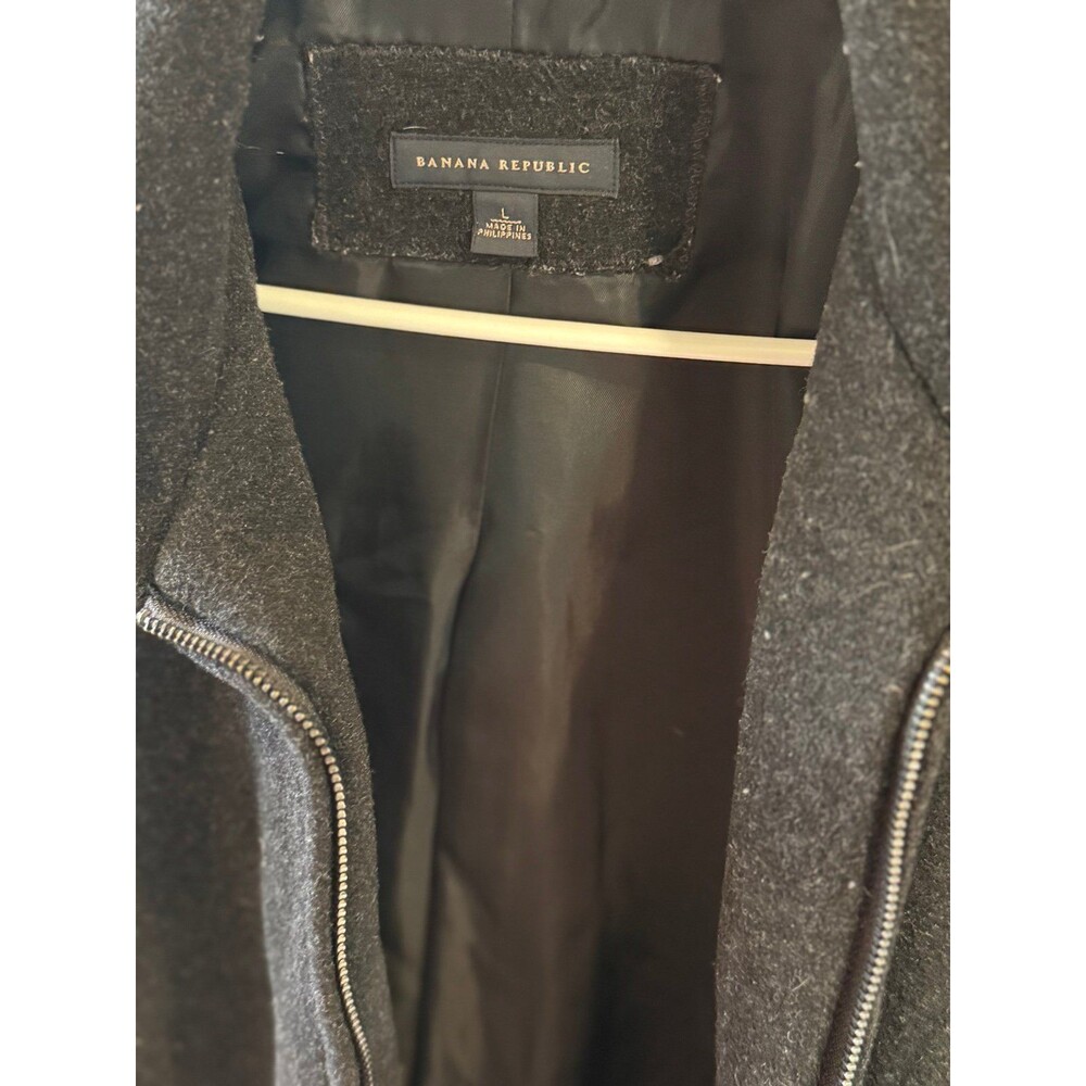 BANANA REPUBLIC BRAND~Men’s (Large) Dark Gray Wool Bomber Coat/Jacket, Outerwear - Picture 8 of 10